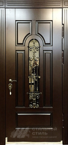 Дверь с ковкой №16 с отделкой МДФ ПВХ - фото